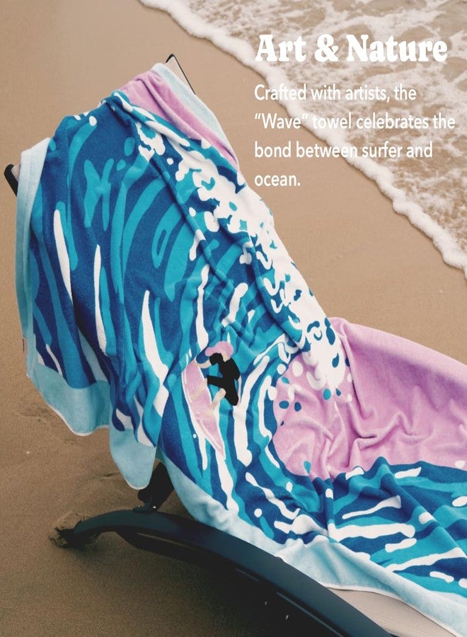 KOSMU Beach Towel | Printed Design, 100% Cotton, Soft, Absorbent, Quick Dry, Meticulous Design, Oversized 63'' x 35.4'' (Wave) - Image 4